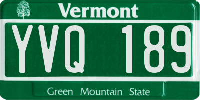 VT license plate YVQ189