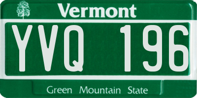 VT license plate YVQ196