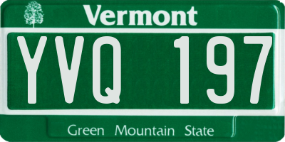 VT license plate YVQ197