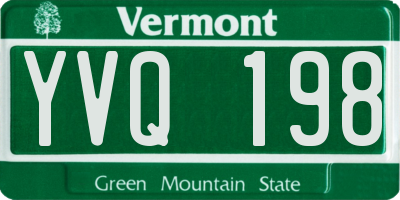 VT license plate YVQ198