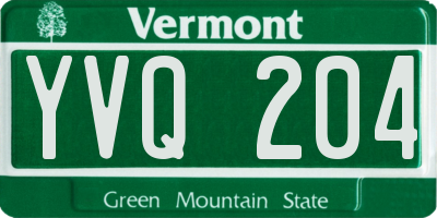 VT license plate YVQ204