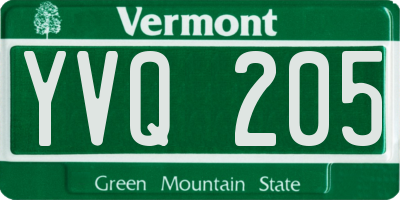 VT license plate YVQ205