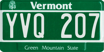 VT license plate YVQ207