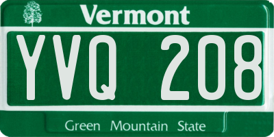 VT license plate YVQ208