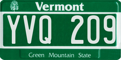 VT license plate YVQ209
