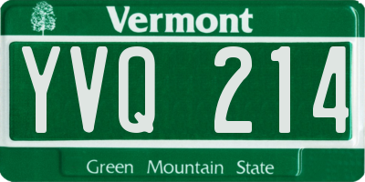 VT license plate YVQ214
