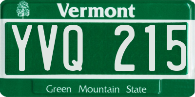 VT license plate YVQ215