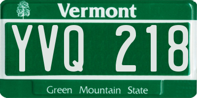 VT license plate YVQ218