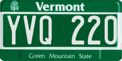 VT license plate YVQ220