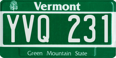 VT license plate YVQ231