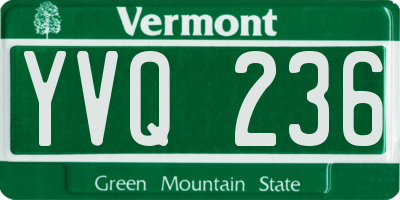 VT license plate YVQ236