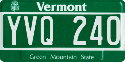 VT license plate YVQ240