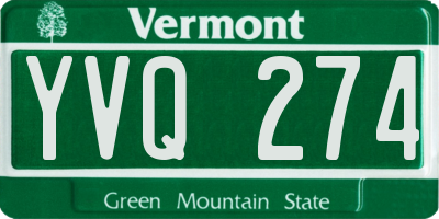 VT license plate YVQ274