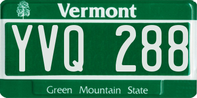 VT license plate YVQ288