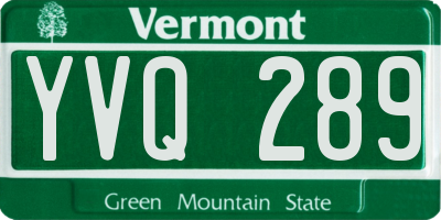 VT license plate YVQ289