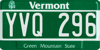 VT license plate YVQ296