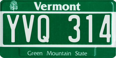 VT license plate YVQ314