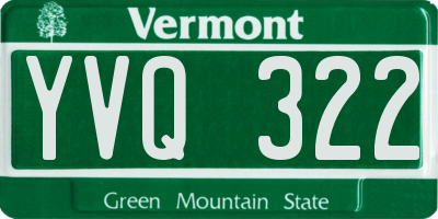 VT license plate YVQ322