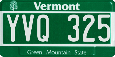 VT license plate YVQ325
