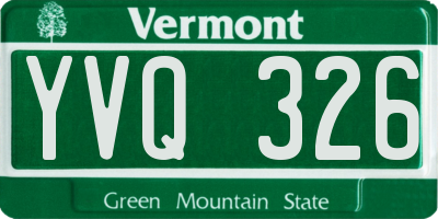 VT license plate YVQ326