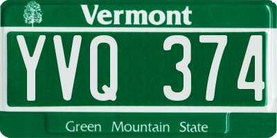 VT license plate YVQ374