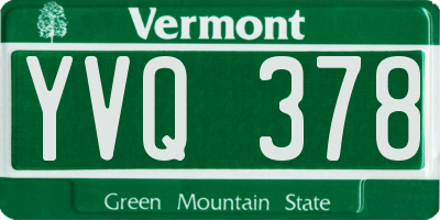 VT license plate YVQ378