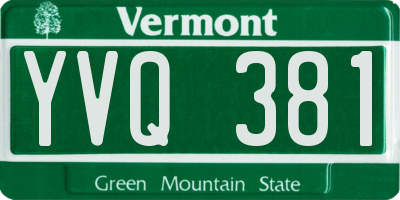 VT license plate YVQ381