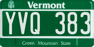 VT license plate YVQ383