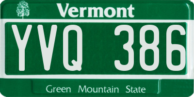 VT license plate YVQ386