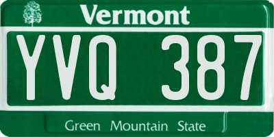 VT license plate YVQ387
