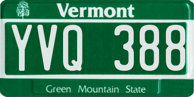 VT license plate YVQ388