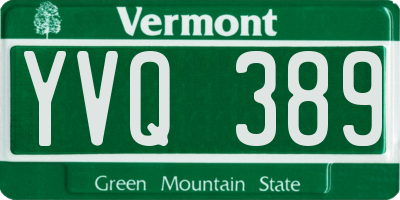 VT license plate YVQ389
