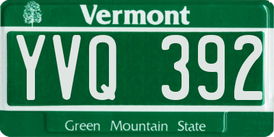 VT license plate YVQ392