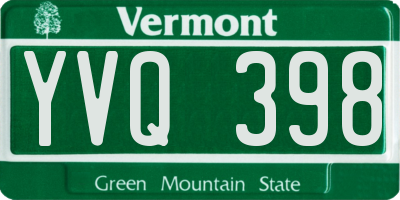 VT license plate YVQ398