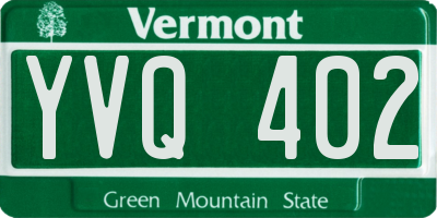 VT license plate YVQ402