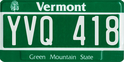 VT license plate YVQ418