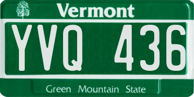 VT license plate YVQ436
