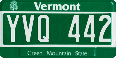 VT license plate YVQ442
