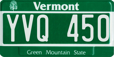 VT license plate YVQ450