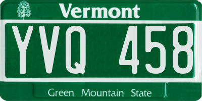 VT license plate YVQ458