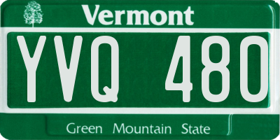 VT license plate YVQ480