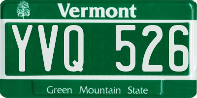 VT license plate YVQ526
