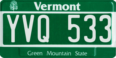 VT license plate YVQ533