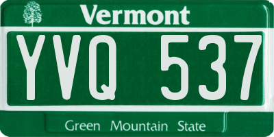 VT license plate YVQ537