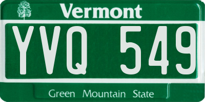 VT license plate YVQ549