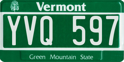 VT license plate YVQ597