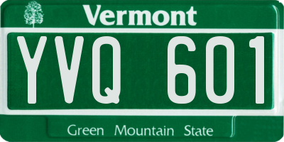 VT license plate YVQ601