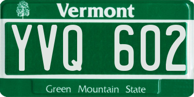 VT license plate YVQ602