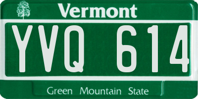 VT license plate YVQ614