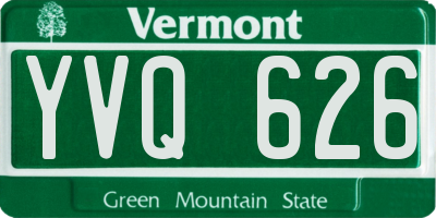 VT license plate YVQ626